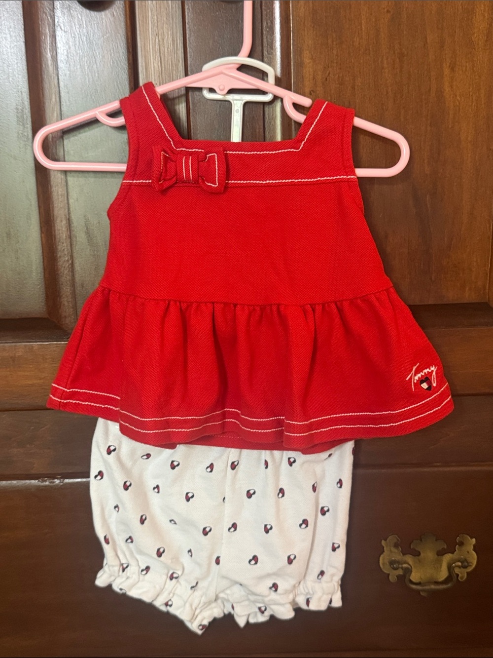 Tommy Hilfiger Red & White Girls Matching Set